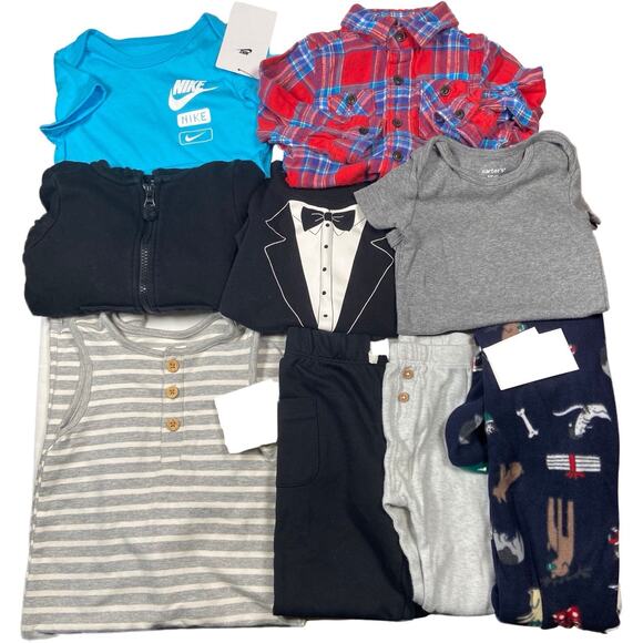 Nike Osh Kosh Baby Boy Size 18M 18-24M Lot of 9 Pieces Jammies Pants Tops Jumper - Picture 1 of 4